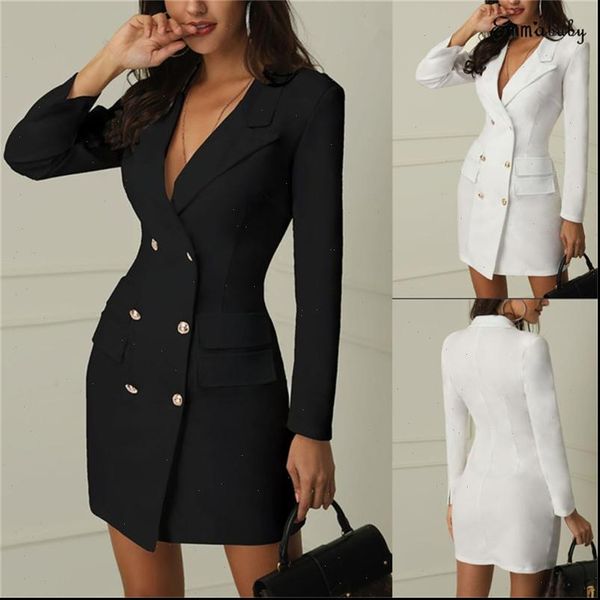 women business mini dress elegant office ladies clothes double breast winter autumn female blazer mini dress vestidos outwear, Black;gray
women business mini dress elegant office ladies clothes double breast winter autumn female blazer mini dress vestidos outwear, Black;gray