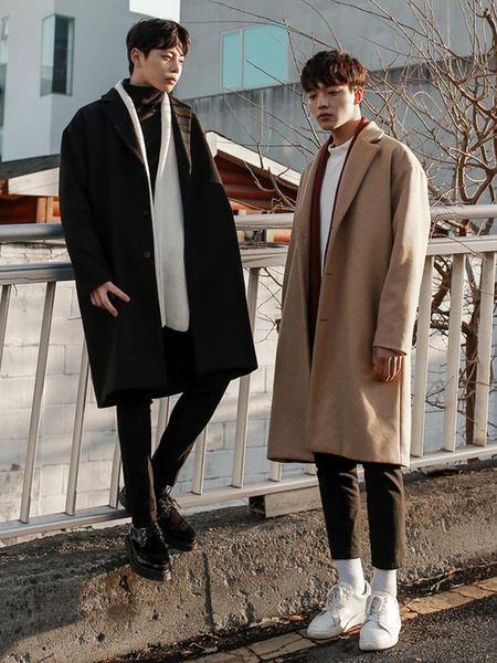 men's wool & blends winter korean coat men autumn camel loose solid color woolen cashmere abrigos para hombre clothing df50wb, Black
men's wool & blends winter korean coat men autumn camel loose solid color woolen cashmere abrigos para hombre clothing df50wb, Black
