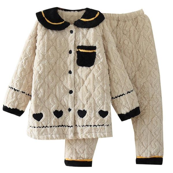 men's sleepwear pajamas women's autumn and winter thickened cotton clothes home wool lined warm coat super thick suit, Black;brown
men's sleepwear pajamas women's autumn and winter thickened cotton clothes home wool lined warm coat super thick suit, Black;brown