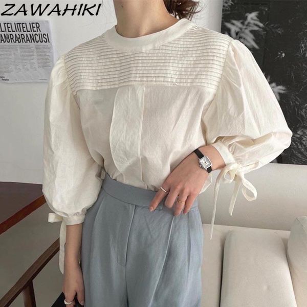 women's blouses & shirts zawahiki lantern sleeve women lace up solid autumn korean chic blusas mujer vintage loose elegant office ladie, White
women's blouses & shirts zawahiki lantern sleeve women lace up solid autumn korean chic blusas mujer vintage loose elegant office ladie, White