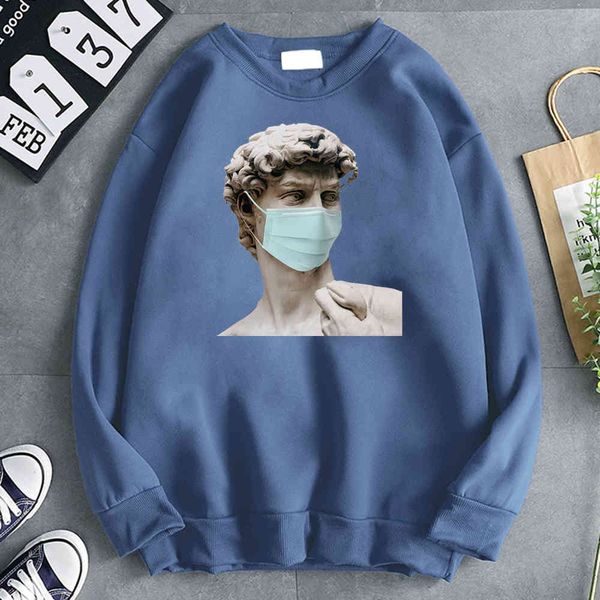 men's sweatshirt, david statue print, sweater, loose pocket, street punk clothing, retro sv, autumn, Black
men's sweatshirt, david statue print, sweater, loose pocket, street punk clothing, retro sv, autumn, Black