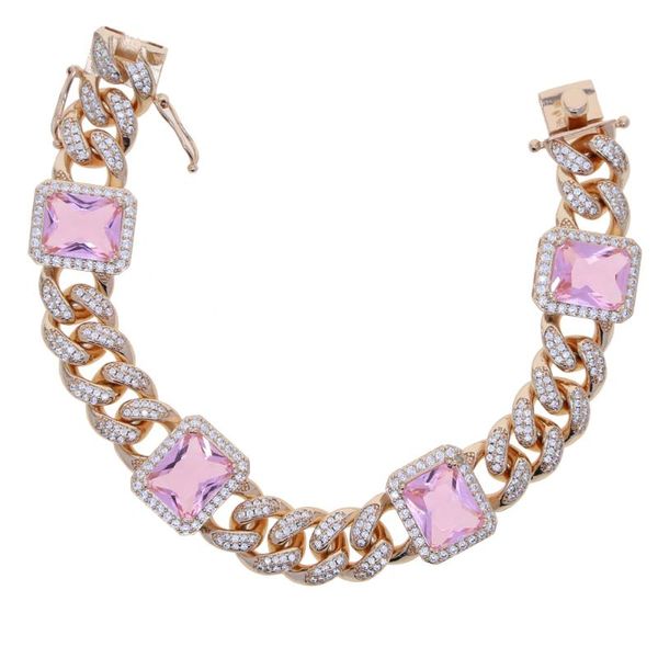 charm bracelets iced out 12mm cuban link chain bracelet women men hip hop jewelry fashion rose gold color baguette pink cz crystal gift, Golden;silver
charm bracelets iced out 12mm cuban link chain bracelet women men hip hop jewelry fashion rose gold color baguette pink cz crystal gift, Golden;silver