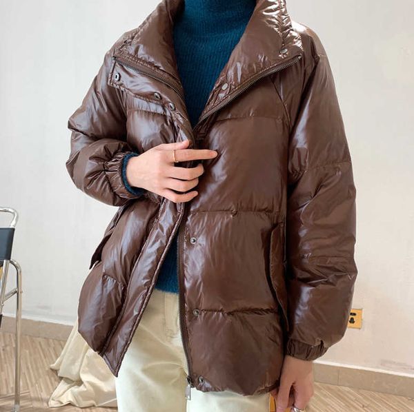 winter short bread coat women's white duck down jacket long sleeve stand collar korean loose bright 210607, Black
winter short bread coat women's white duck down jacket long sleeve stand collar korean loose bright 210607, Black