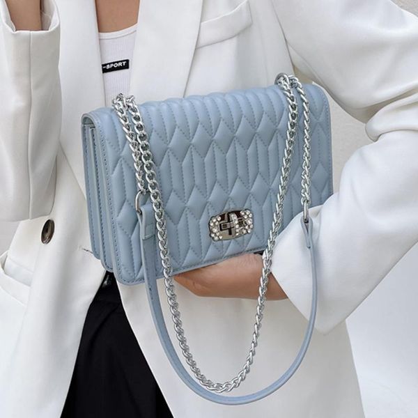 evening bags leather handbag chain handle shoulder messenger for woman 2021 small square bag sac a main