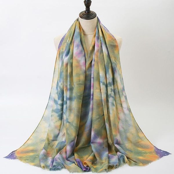 scarves arrival cotton scarf women tie dye long shawl soft tassel islamic turban foulard ethnic hijab muslim woman veil head bandana, Blue;gray 
scarves arrival cotton scarf women tie dye long shawl soft tassel islamic turban foulard ethnic hijab muslim woman veil head bandana, Blue;gray