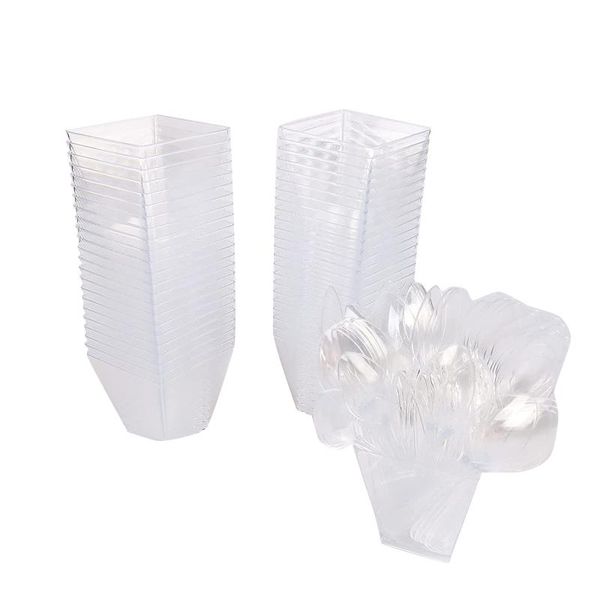 disposable cups & straws 50 dessert with spoon bowl set diy plastic reusable trapezoidal cup small catering supplies tasting party
disposable cups & straws 50 dessert with spoon bowl set diy plastic reusable trapezoidal cup small catering supplies tasting party