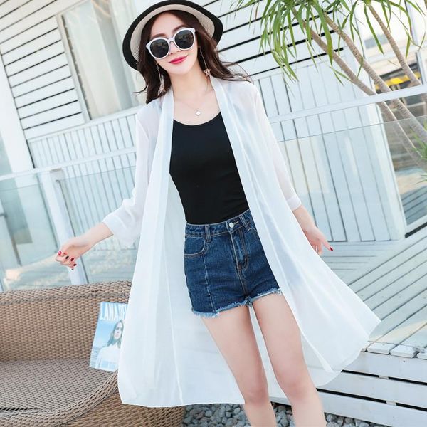 women's trench coats summer chiffon sun protection clothing women large size long thin coat female fashion sunscreen shirt feminina, Tan;black
women's trench coats summer chiffon sun protection clothing women large size long thin coat female fashion sunscreen shirt feminina, Tan;black