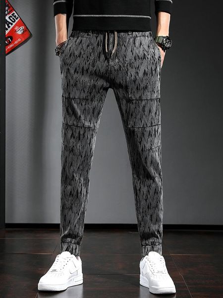 men's pants men slim fit casual pencil fashion pattern dark gray drawstring trousers korean streetwear, Black
men's pants men slim fit casual pencil fashion pattern dark gray drawstring trousers korean streetwear, Black