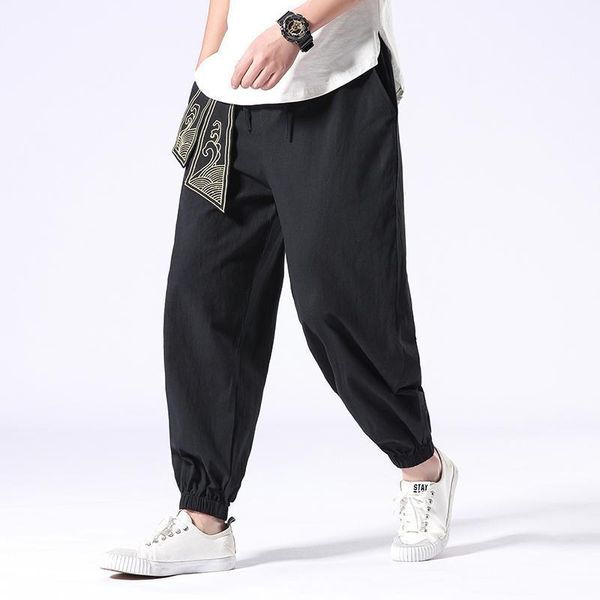 men loose casual pant elastic waist chinese pattern embroidery harem joggers trousers men's pants, Black
men loose casual pant elastic waist chinese pattern embroidery harem joggers trousers men's pants, Black