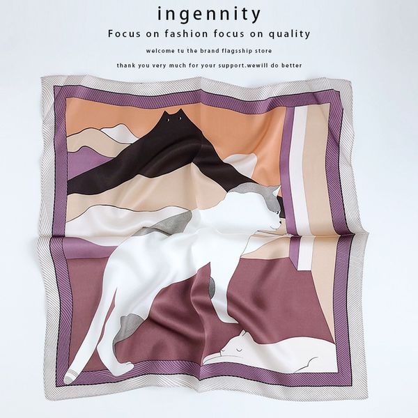 new small square silk female hangzhou spring and autumn cat cute fashion versatile korean thin scarf, Black;purple
new small square silk female hangzhou spring and autumn cat cute fashion versatile korean thin scarf, Black;purple