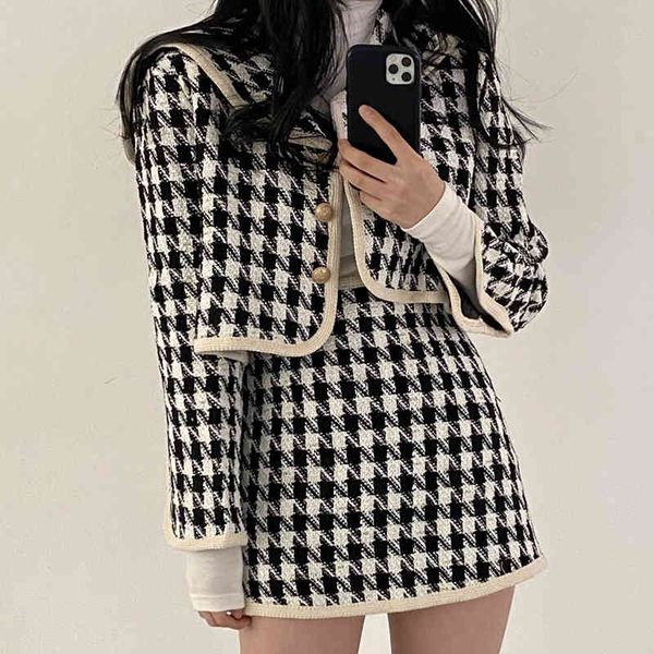 two piece dress onalippa houndstooth set ladies autumn french elegant temperament navy collar cardigan short jacket high waist a-line skirt, White
two piece dress onalippa houndstooth set ladies autumn french elegant temperament navy collar cardigan short jacket high waist a-line skirt, White