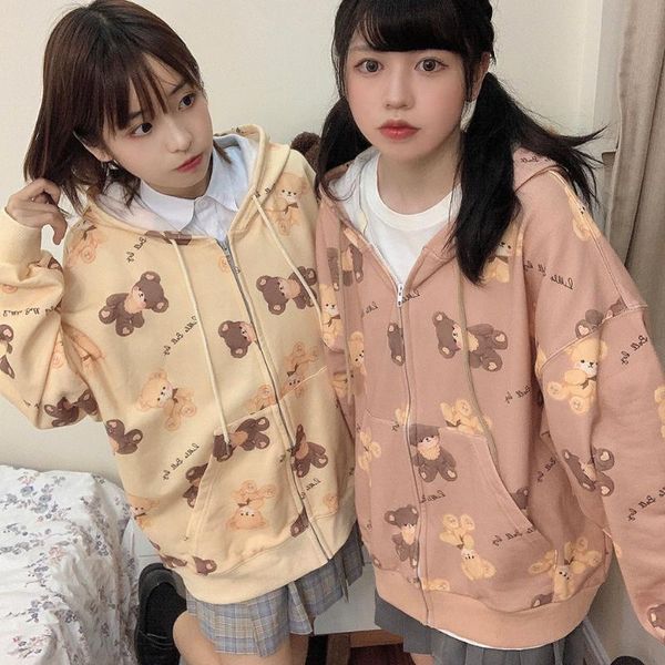 women's jackets original japanese autumn and winter cute bear cartoon loose plush hooded jacket girl korean student mori women, Black;brown
women's jackets original japanese autumn and winter cute bear cartoon loose plush hooded jacket girl korean student mori women, Black;brown