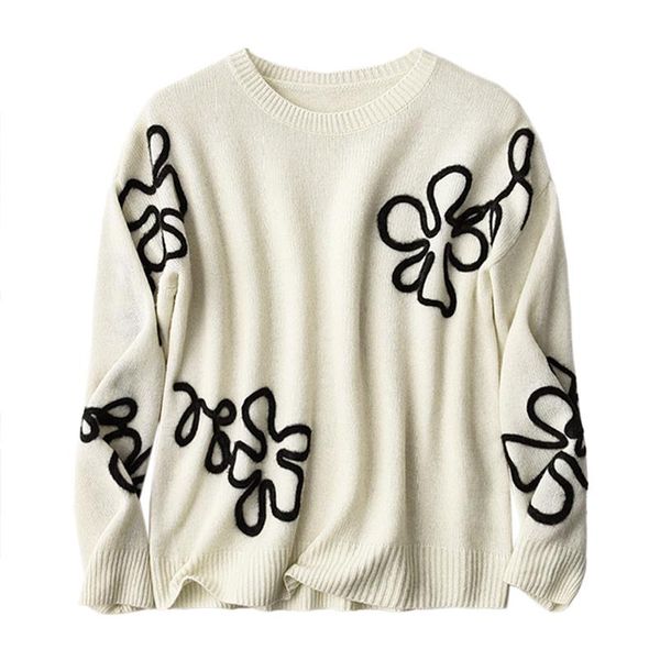 women's sweaters shuchan flocking woman vintage wool geometric thick winter autumn pullover knit 2021 fashion ladies clothes, White;black
women's sweaters shuchan flocking woman vintage wool geometric thick winter autumn pullover knit 2021 fashion ladies clothes, White;black