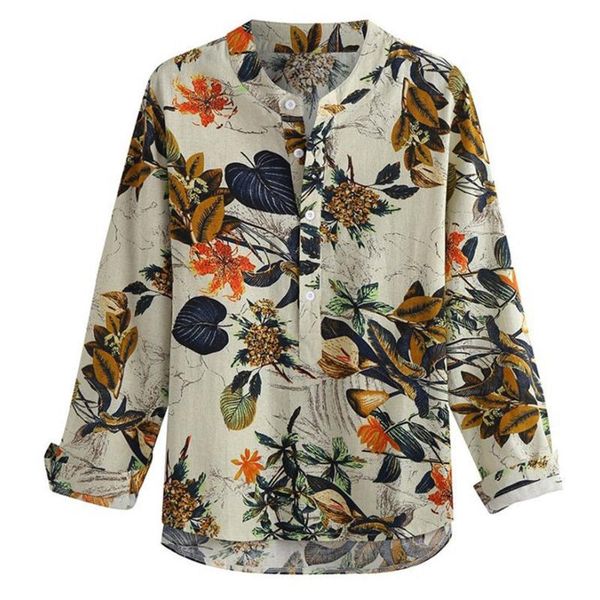women's t-shirt vintage floral print women long sleeves buttons stand collar tees ladies casual loose clothes mujer camisetas a40, White
women's t-shirt vintage floral print women long sleeves buttons stand collar tees ladies casual loose clothes mujer camisetas a40, White