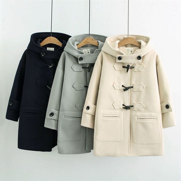 cow horn buckles coats women autumn and winter long woolen coat hooded student small coat 211018, Black
cow horn buckles coats women autumn and winter long woolen coat hooded student small coat 211018, Black