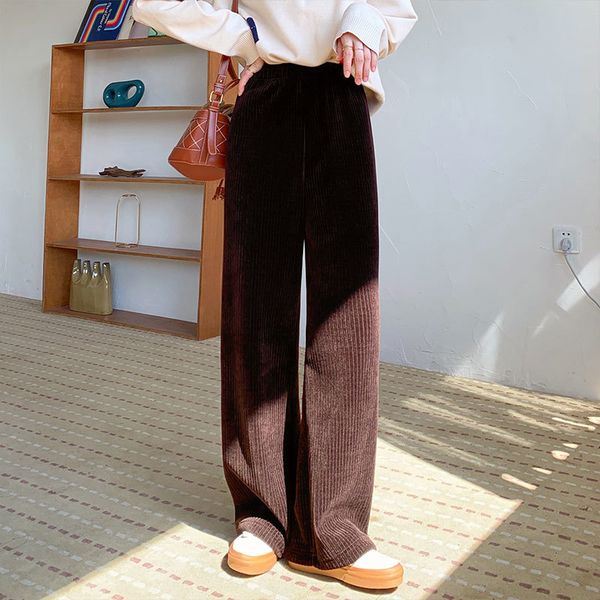 2021 new 3 colors korean style vintage wide leg trouser high elastic waist corduroy warm long pants womens female (x1691) izuc, Black;white
2021 new 3 colors korean style vintage wide leg trouser high elastic waist corduroy warm long pants womens female (x1691) izuc, Black;white