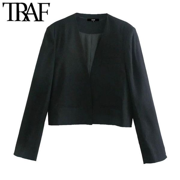 women's suits & blazers traf women fashion with vents cropped blazer coat vintage v neck long sleeve female outerwear chic veste femme, White;black
women's suits & blazers traf women fashion with vents cropped blazer coat vintage v neck long sleeve female outerwear chic veste femme, White;black