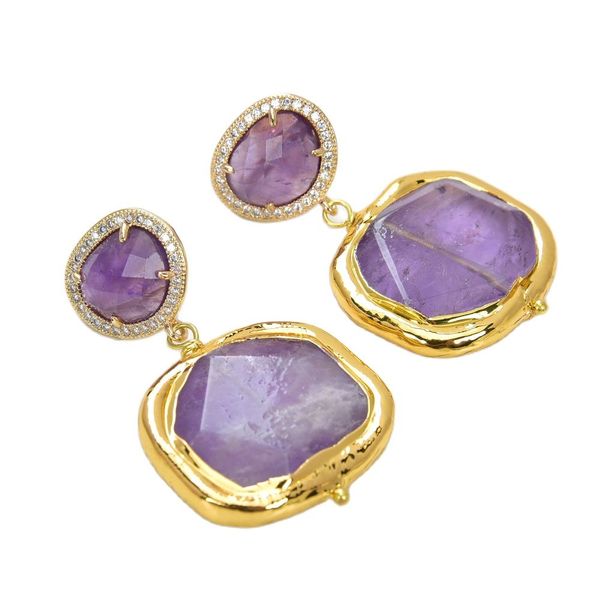 guaiguai jewelry natural purple nugget amethyst gold plated drop amethyst cz paved stud earrings handmade for women real gems stone lady fas, Silver
guaiguai jewelry natural purple nugget amethyst gold plated drop amethyst cz paved stud earrings handmade for women real gems stone lady fas, Silver