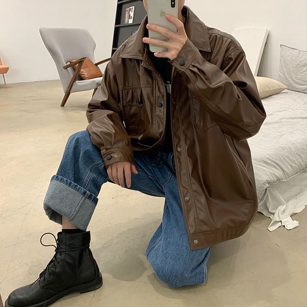 2021 new korean leather men's fashion solid color casual motorcycle jackets mens streetwear wild loose hip-hop bomber jacket men h6ws, Black
2021 new korean leather men's fashion solid color casual motorcycle jackets mens streetwear wild loose hip-hop bomber jacket men h6ws, Black