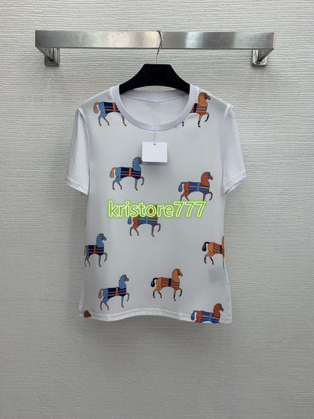 2021 women's silk patchwork t-shirt tees crew neck outwear pullover with steed pattern high end custom girls casual runway jersey shirt, White
2021 women's silk patchwork t-shirt tees crew neck outwear pullover with steed pattern high end custom girls casual runway jersey shirt, White