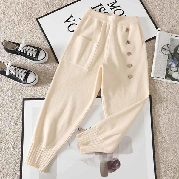 women's pants & capris 2021 autumn winter knitted harem korean buttons high waist long trousers causal pocket femme, Black;white
women's pants & capris 2021 autumn winter knitted harem korean buttons high waist long trousers causal pocket femme, Black;white