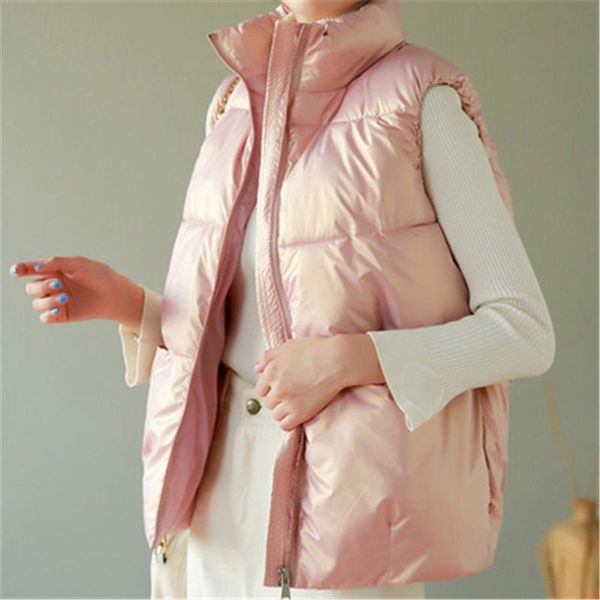 women's vests thick coat sleeveless jacket female shinny waterproof winter vest waistcoat 2021 women basic warm parkas, Black;white
women's vests thick coat sleeveless jacket female shinny waterproof winter vest waistcoat 2021 women basic warm parkas, Black;white
