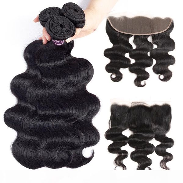 brazilian virgin hair with frontal extensions 3 bundles brazilian body wave hair with lace frontal unprocessed remy human hair weave, Black
brazilian virgin hair with frontal extensions 3 bundles brazilian body wave hair with lace frontal unprocessed remy human hair weave, Black