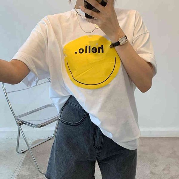 women's t-shirt korean summer niche casual letters graffiti printing contrast color design loose and versatile short-sleeved t-shi, White
women's t-shirt korean summer niche casual letters graffiti printing contrast color design loose and versatile short-sleeved t-shi, White