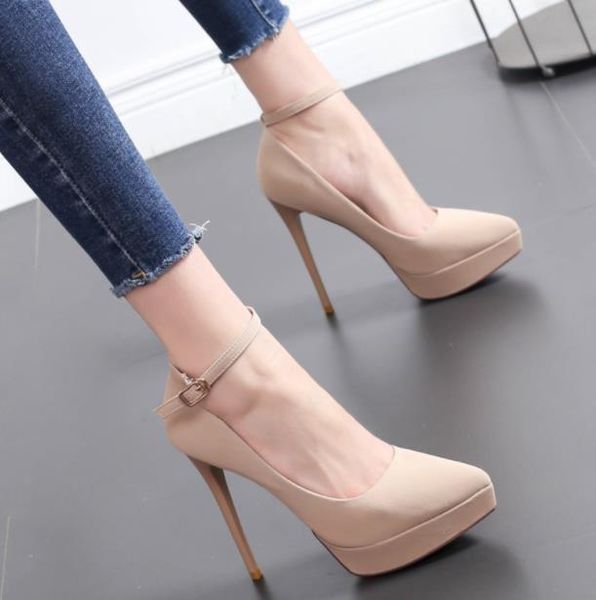dress shoes women's stiletto heel 2021 spring and autumn waterproof platform super high-heeled buckle with pointed shallow mouth, Black
dress shoes women's stiletto heel 2021 spring and autumn waterproof platform super high-heeled buckle with pointed shallow mouth, Black