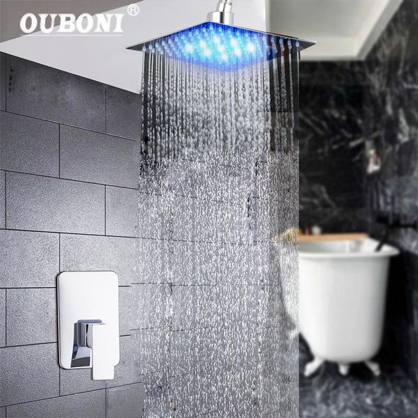 ouboni 8 10 12 16 inch chrome brass wall mount led light rainfall 1 handle bathroom shower faucet set square head shower set
ouboni 8 10 12 16 inch chrome brass wall mount led light rainfall 1 handle bathroom shower faucet set square head shower set