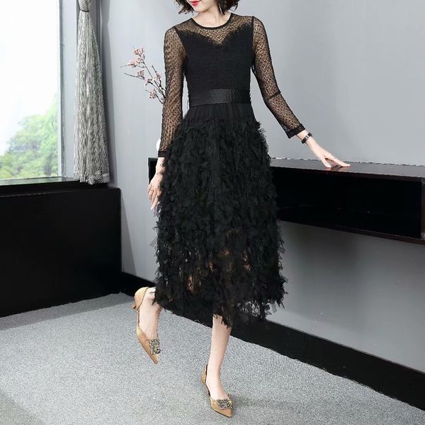 fashion spring new women's party & club black mesh long sleeve patchwork lace ruffle midi ball gown dress obsr, Black;gray
fashion spring new women's party & club black mesh long sleeve patchwork lace ruffle midi ball gown dress obsr, Black;gray
