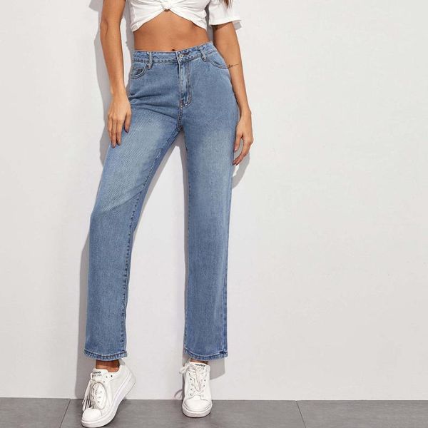 women's jeans autumn winter casual retro blue straight tube high waist modern series 
women's jeans autumn winter casual retro blue straight tube high waist modern series