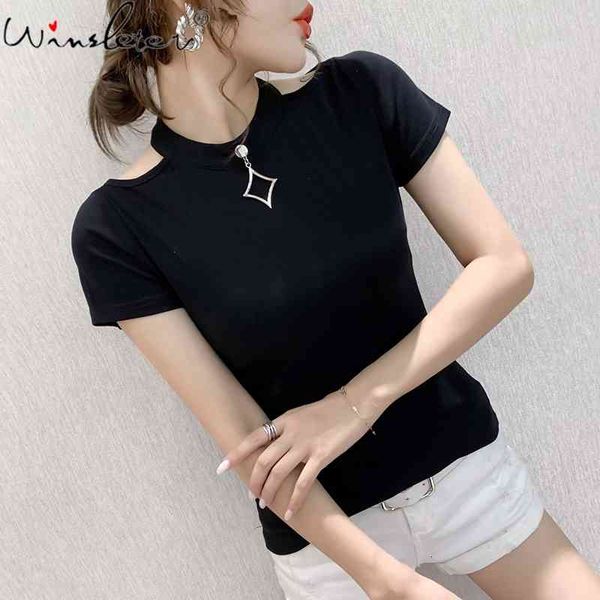 women's t-shirt summer korean clothes cotton girl fashion solid pendant zipper hollow out women short sleeve tees t14305, White
women's t-shirt summer korean clothes cotton girl fashion solid pendant zipper hollow out women short sleeve tees t14305, White