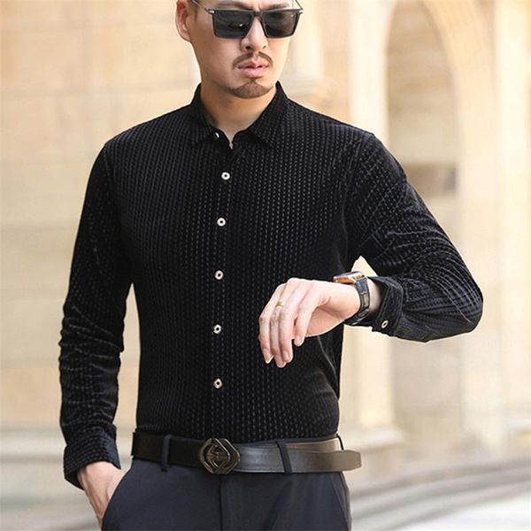 men's casual shirts business gentleman high end solid long sleeve shirt men autumn 2021 quality velevet soft comfortable camisa masculi, White;black
men's casual shirts business gentleman high end solid long sleeve shirt men autumn 2021 quality velevet soft comfortable camisa masculi, White;black