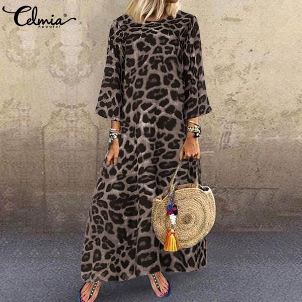 casual dresses fashion leopard print sundress vintage women maxi dress celmia 2021 o neck 3/4 sleeve loose party long vestido robe femme, Black;gray
casual dresses fashion leopard print sundress vintage women maxi dress celmia 2021 o neck 3/4 sleeve loose party long vestido robe femme, Black;gray