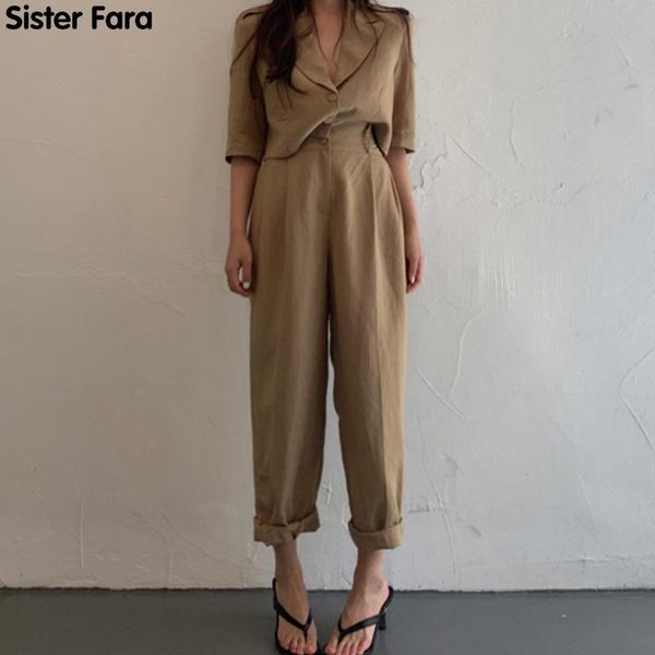women's two piece pants sister fara 2021 spring autumn woman casual single breasted suit summer ankle-length wide leg high waist 2 sets, White
women's two piece pants sister fara 2021 spring autumn woman casual single breasted suit summer ankle-length wide leg high waist 2 sets, White