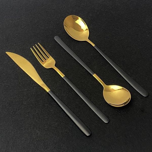24pcs/set black gold dinnerware set stainless steel cutlery fork spoon knife dinner kitchen tableware sets
24pcs/set black gold dinnerware set stainless steel cutlery fork spoon knife dinner kitchen tableware sets