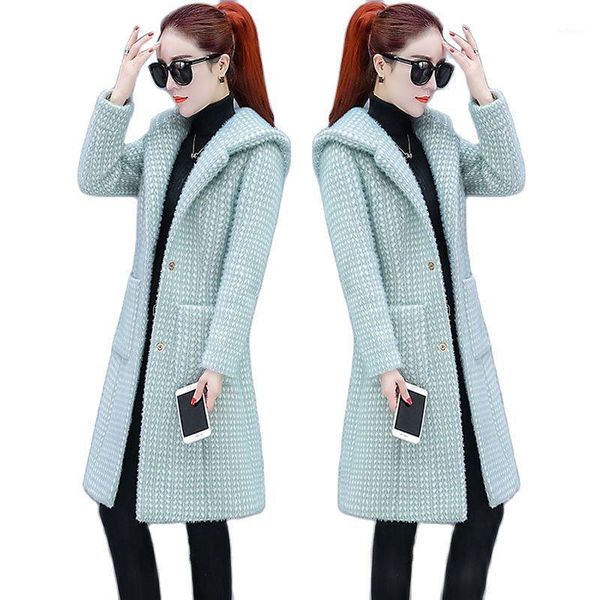 women's wool & blends women imitation mink velvet coat 2021fall winter hooded woolen overcoat female thick warm jacket ladies fashion d, Black
women's wool & blends women imitation mink velvet coat 2021fall winter hooded woolen overcoat female thick warm jacket ladies fashion d, Black