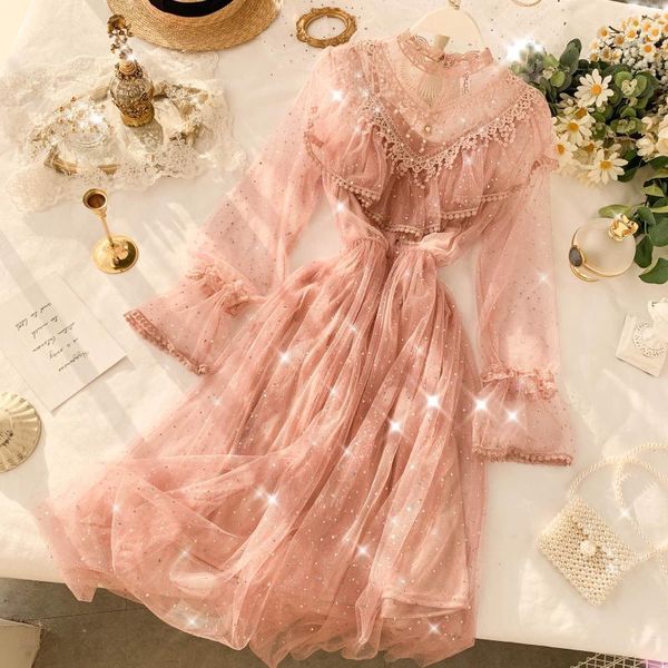 2021 women sweet mesh spring summer long sleeve ruffles tulle elegant ladies beaded embroidery long robe vestido ku7q, Black;gray
2021 women sweet mesh spring summer long sleeve ruffles tulle elegant ladies beaded embroidery long robe vestido ku7q, Black;gray
