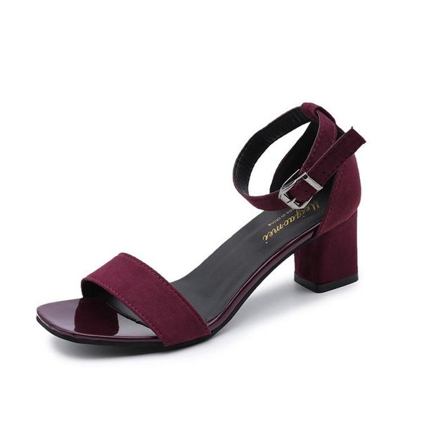 2021 big size 34-40 women sandals flock summer shoes simple buckle party wedding shoes high heels, Black