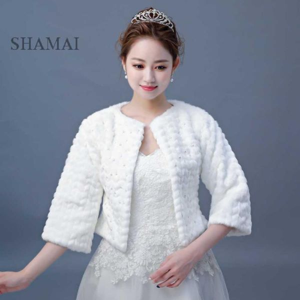 wraps & jackets shamai faux fur winter bridal 3/4 sleeves boleros cape evening wedding bridesmaids jacket with beads, White
wraps & jackets shamai faux fur winter bridal 3/4 sleeves boleros cape evening wedding bridesmaids jacket with beads, White