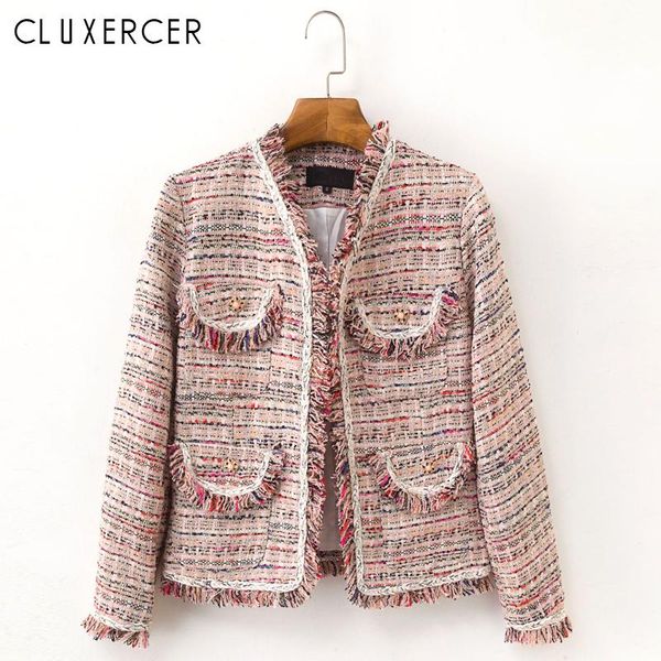 women's jackets elegant tweed jacket tassel long sleeves o neck female office lady coat short cardigan, Black;brown
women's jackets elegant tweed jacket tassel long sleeves o neck female office lady coat short cardigan, Black;brown