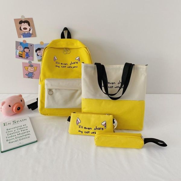 the new four-piece backpack korean version of the large-capacity student school bag cute letter printing student school bag
the new four-piece backpack korean version of the large-capacity student school bag cute letter printing student school bag