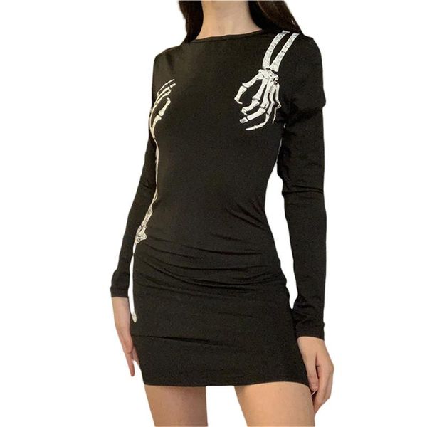 casual dresses female autumn spring bodycon mini dress gothic y2k printing halloween clothing long sleeve o neck slim stretch vestidos women, Black;gray
casual dresses female autumn spring bodycon mini dress gothic y2k printing halloween clothing long sleeve o neck slim stretch vestidos women, Black;gray
