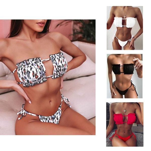 women's swimwear 2021 women 2 piece swimsuit bathing suit bandeau off shoulder bikini set tie side thong summer pool beach spa, White;black
women's swimwear 2021 women 2 piece swimsuit bathing suit bandeau off shoulder bikini set tie side thong summer pool beach spa, White;black