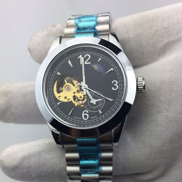 luxury mens automatic mechanical watch 41mm ultra-thin hollow watchs waterproof luminous stainless steel business mens watches, Slivery;brown
luxury mens automatic mechanical watch 41mm ultra-thin hollow watchs waterproof luminous stainless steel business mens watches, Slivery;brown