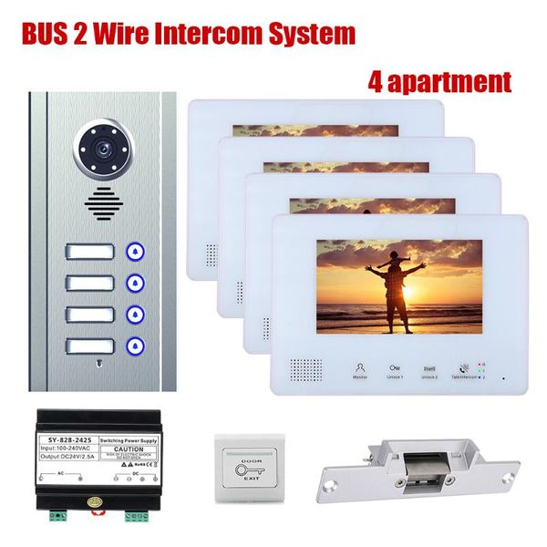 video door phones 7 inch apartment 1/2/3/4 units bus 2 wire phone intercom systems kit for electronic lock home night vision
video door phones 7 inch apartment 1/2/3/4 units bus 2 wire phone intercom systems kit for electronic lock home night vision