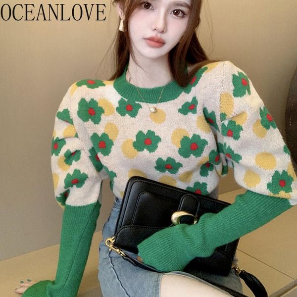 women's sweaters oceanlove women print floral puff sleeve korean sweet vintage autumn winter pull femme elegant ins jersey mujer, White;black
women's sweaters oceanlove women print floral puff sleeve korean sweet vintage autumn winter pull femme elegant ins jersey mujer, White;black