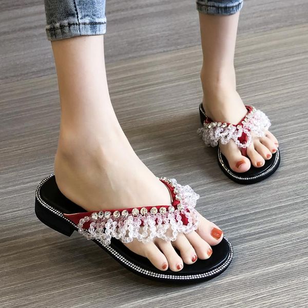 slippers lucyever luxury crystal women's flip flops 2021 fashion rhinestones open toe women summer casual flat beach shoes woman, Black 
slippers lucyever luxury crystal women's flip flops 2021 fashion rhinestones open toe women summer casual flat beach shoes woman, Black