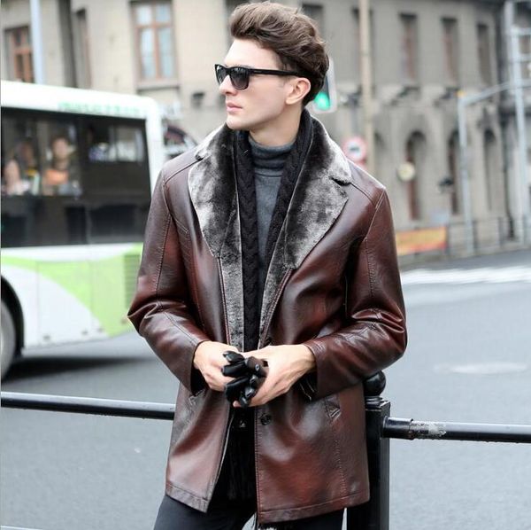 men's fur & faux korean plus size leather jacket men winter warm outwear mens business casual coats male slim fashion jackets, Black
men's fur & faux korean plus size leather jacket men winter warm outwear mens business casual coats male slim fashion jackets, Black